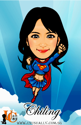 Personalized Super Women Theme Caricature Drawing